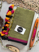 Indupriyaa  Mehndi Pure Handloom Mulmul Cotton Saree